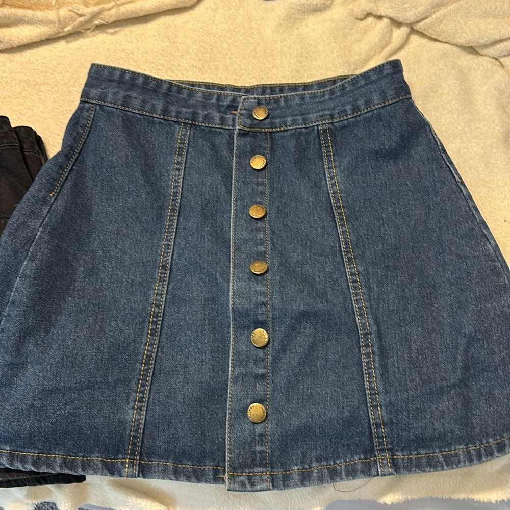 2 JEAN Skirt bundle 
Black Denim Mini Skirt AND denim A line skirt - Picture 3 of 5